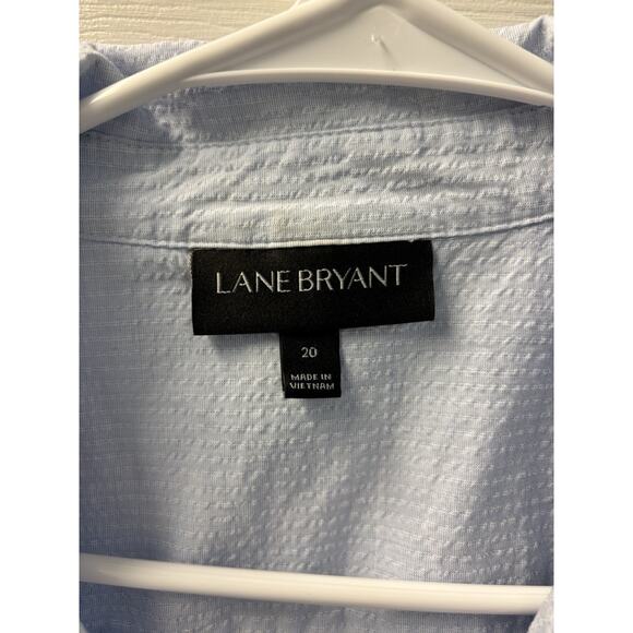 Lane Bryant Light Blue Belted Sear-sucker Button Up Sleeveless Shirt Size 20 - Picture 2 of 4